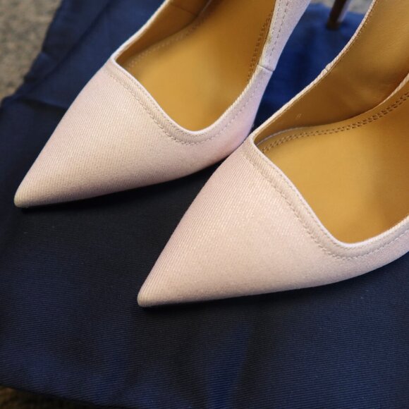 Ralph Lauren Purple Label Carley Pink Pearl Fabric Pumps - Picture 2 of 8